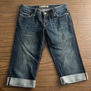 BKE Dark Blue Cropped Roll-Cuff Jeans